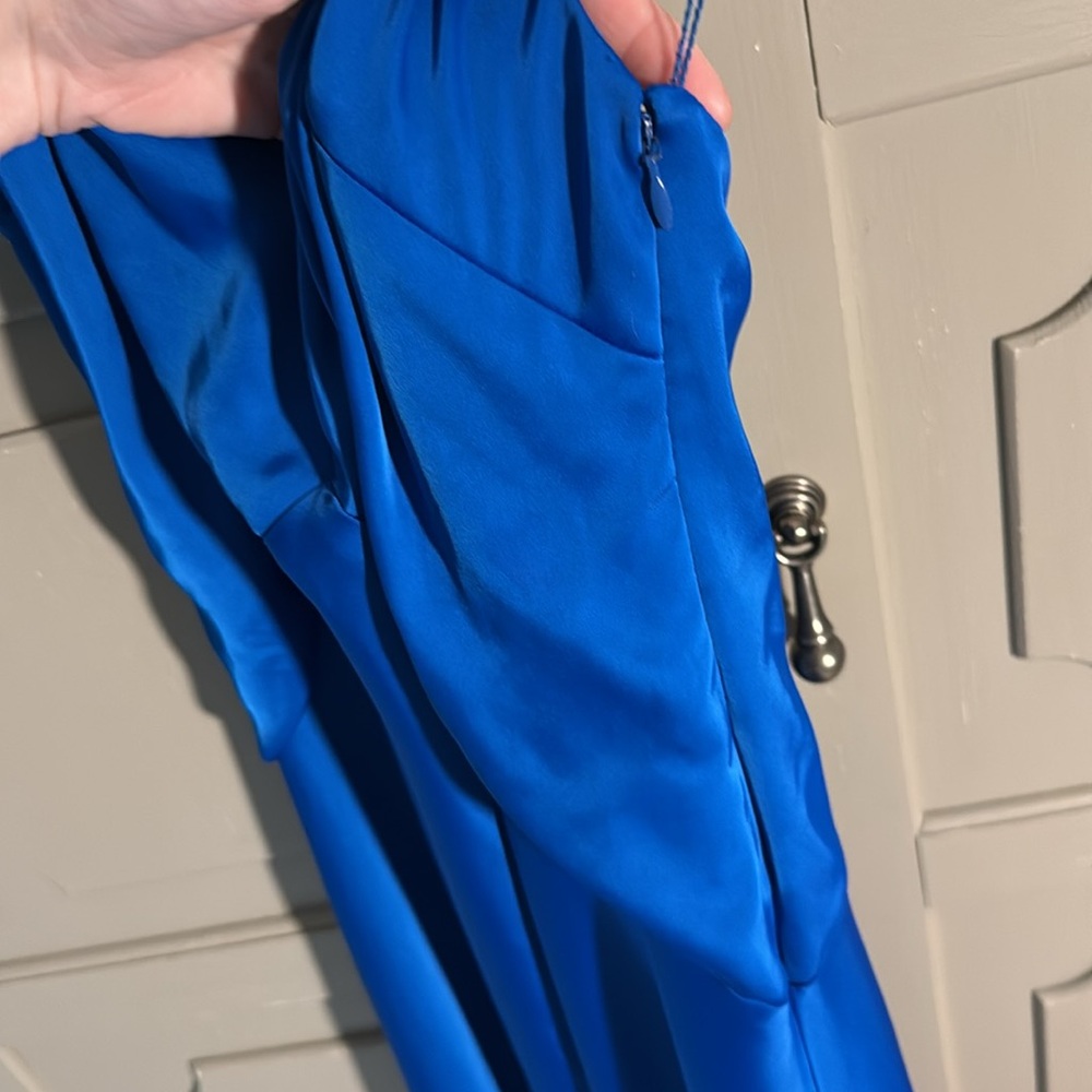 Aidan Mattox size 14R halter drape royal blue formal gown. - Picture 5 of 13